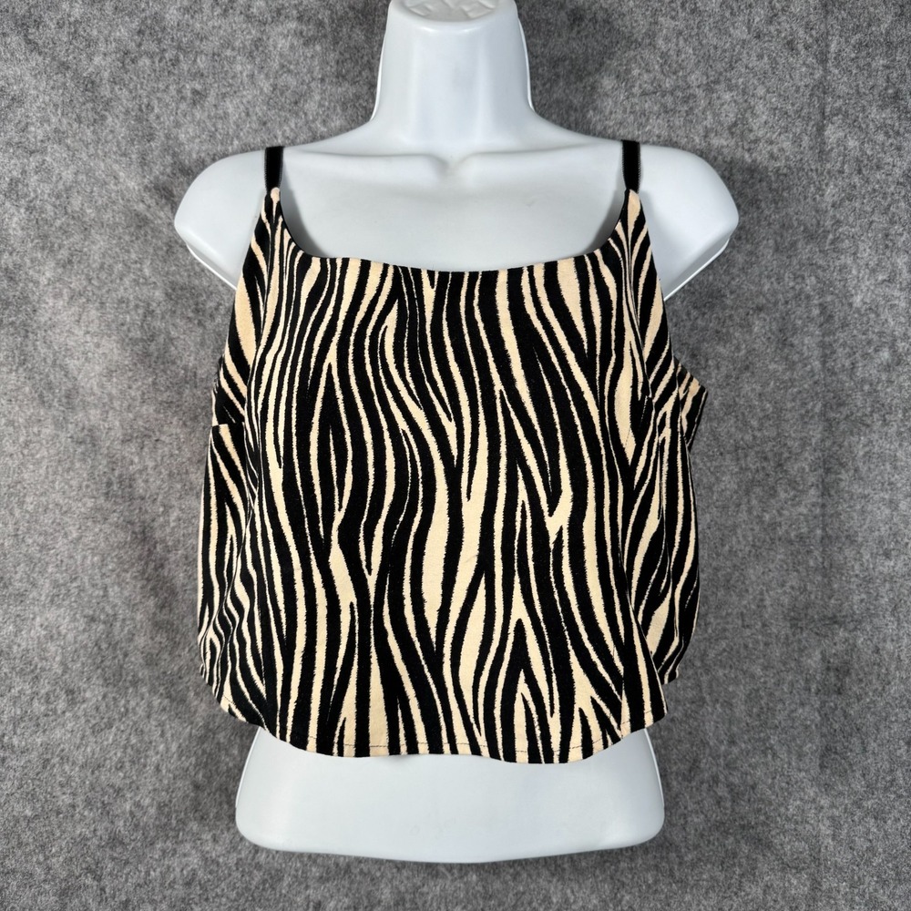 Vtg Cami Animal Print Crop Top Size Large Y2K Zebra Clueless‎ Ultra Suede USA